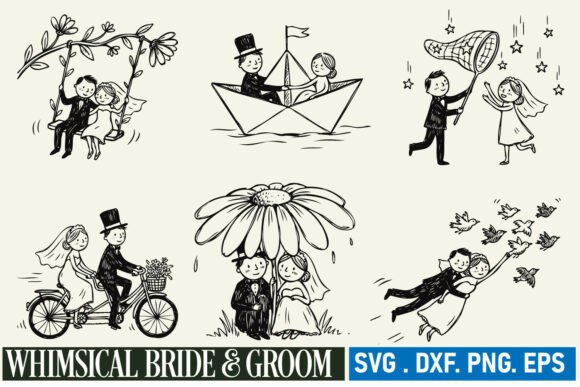 Download Whimsical Bride and Groom Wedding SVG - Wedding svg Collection