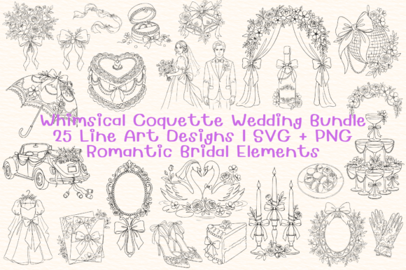 Download Whimsical Coquette Wedding SVG Bundle - Wedding svg Collection