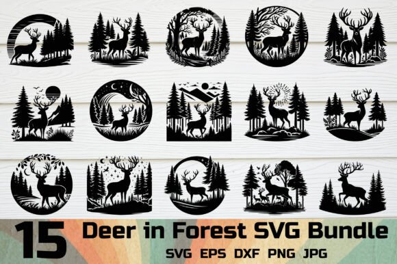 Download Deer in Forest SVG Bundle, Reindeer SVG - Forest svg bundle Collection