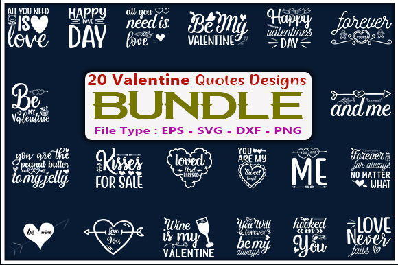 Download Valentine Quotes Design Bundle - Valentine quotes design Collection